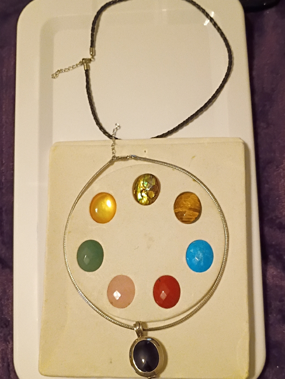 Sterling Silver & Black Cord Pendant Necklace